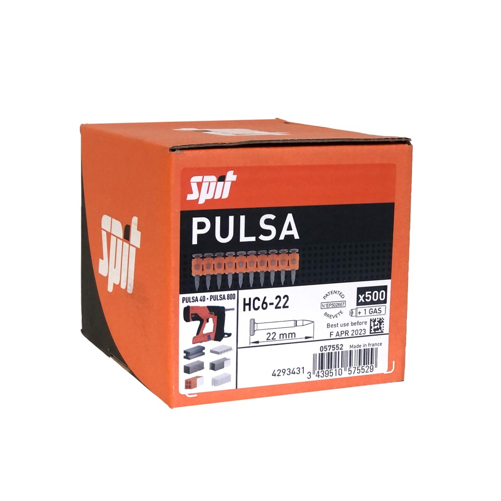 Spit 057552 HC6-22 Pulsa 22mm Steel & Concrete Pins c/w 1 Fuel Cell