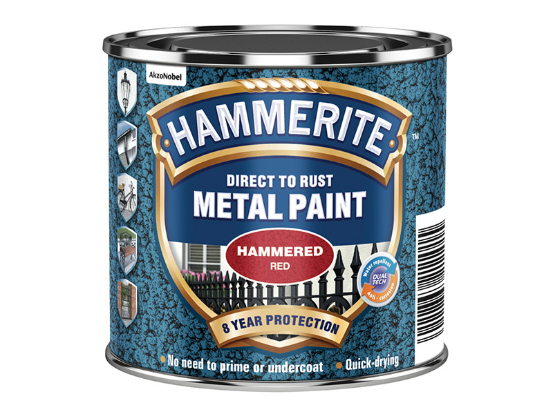 Hammerite HMMHFR250 Direct to Rust Hammered Finish Paint Red 250ml