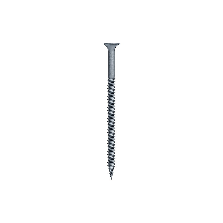 A steel screw with a threaded shaft and sharp point, for general-purpose fastening applications.