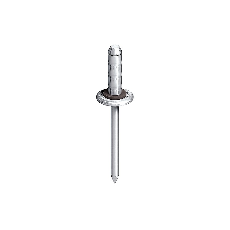 An aluminium 4.8×16mm dome-head blind rivet with a steel mandrel, used for joining sheet materials where access is only available from one side.
