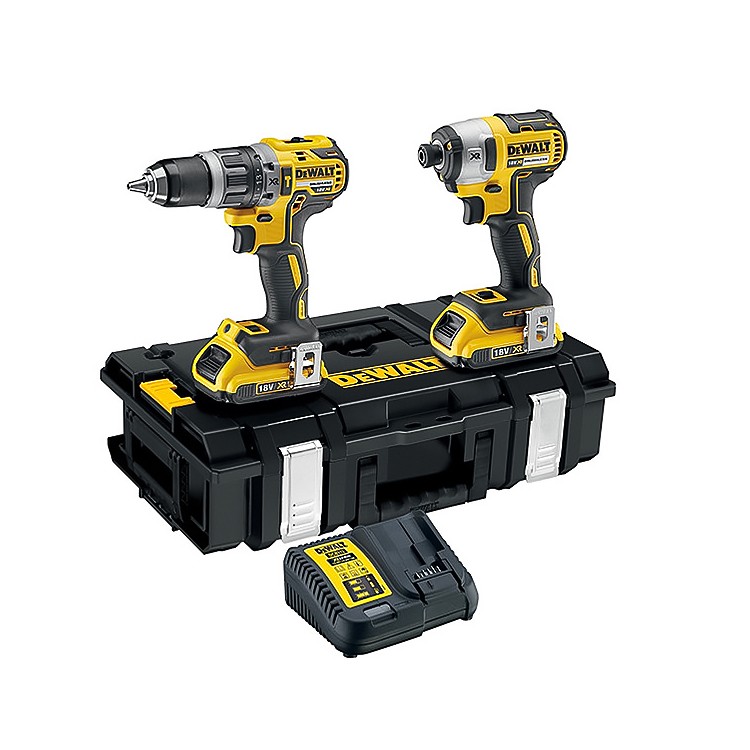 A yellow and black DEWALT cordless power tool, 18V, with an ergonomic grip, designed for use on construction and maintenance tasks.