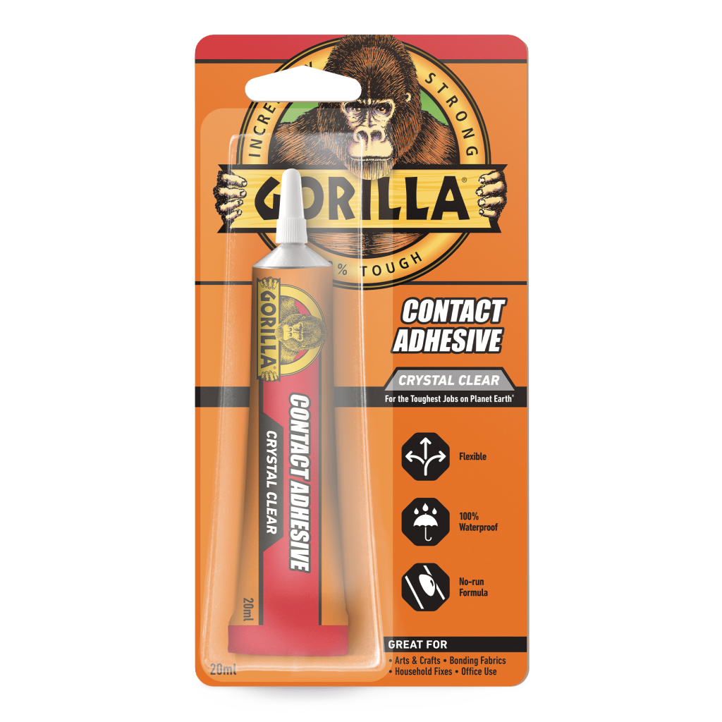 A 75g tin of Gorilla contact adhesive for bonding laminates, rubber, leather, and similar materials.