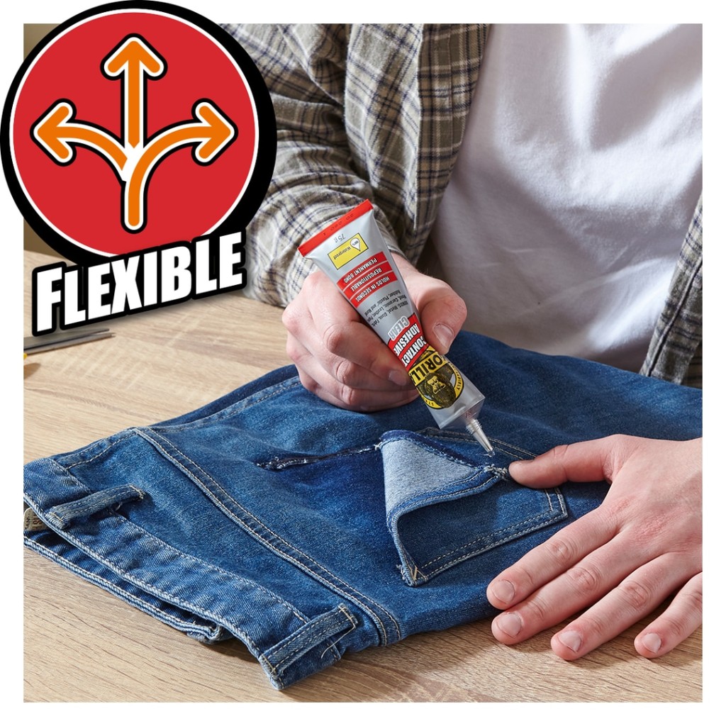 A 75g tin of Gorilla contact adhesive for bonding laminates, rubber, leather, and similar materials.