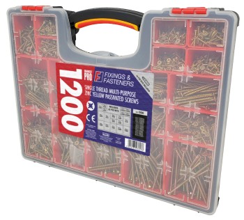 A steel wood screw with coarse thread and a sharp point, designed for fixing into timber and engineered boards.