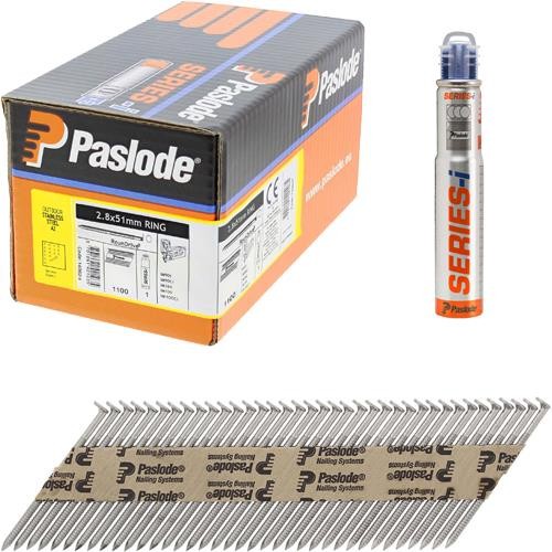 Paslode 360Xi 140624 51mm x 2.8mm Stainless Steel Pack Ring Shank Nail - 1100 box c/w 1 Fuel Cell
