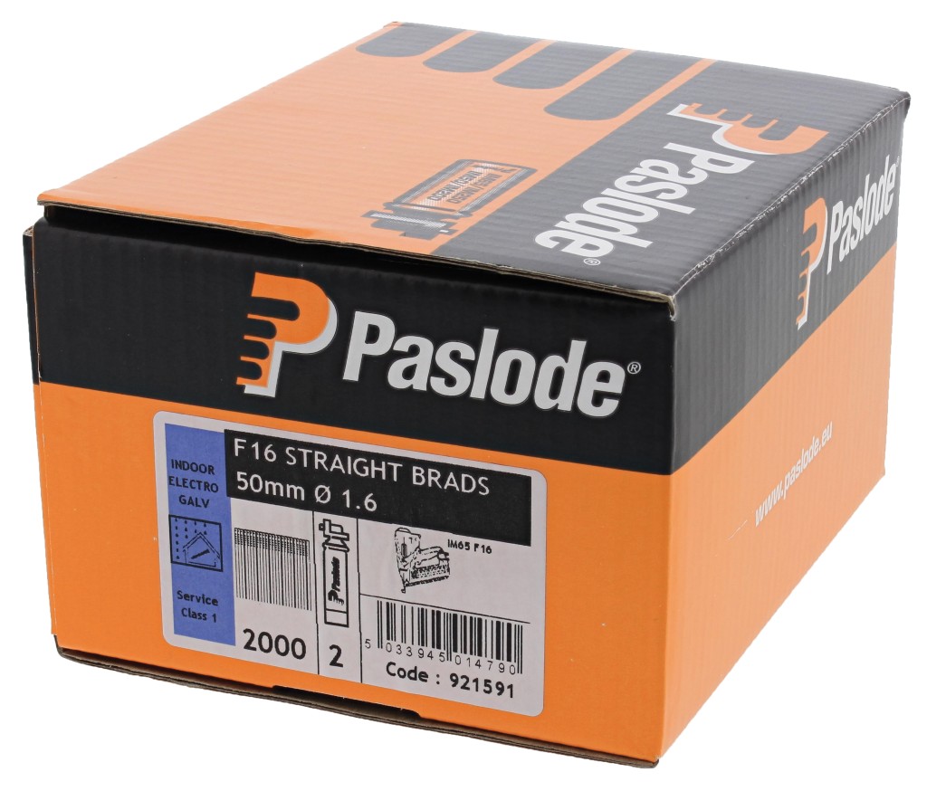 Paslode IM65 921592 F16 64mm Galv Brad Nails Packs 2000 Box + 2 Fuel Cells