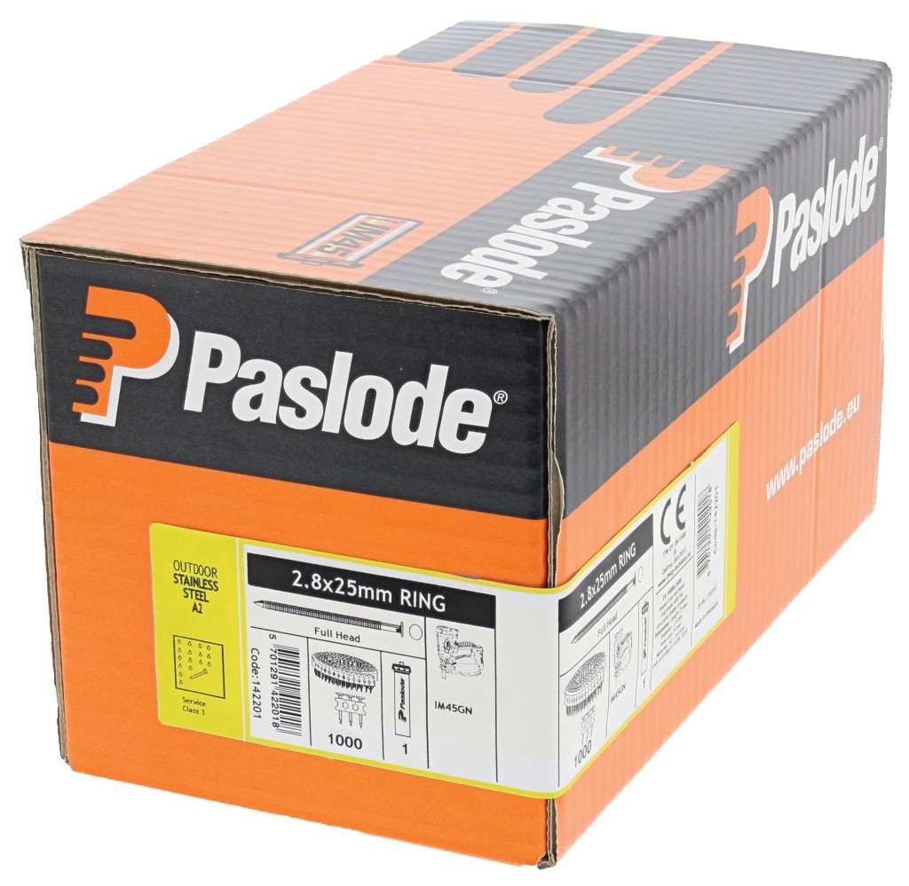 Paslode IM45GN 142201 25mm x 2.8mm Stainless Steel Nails - 1000 Box