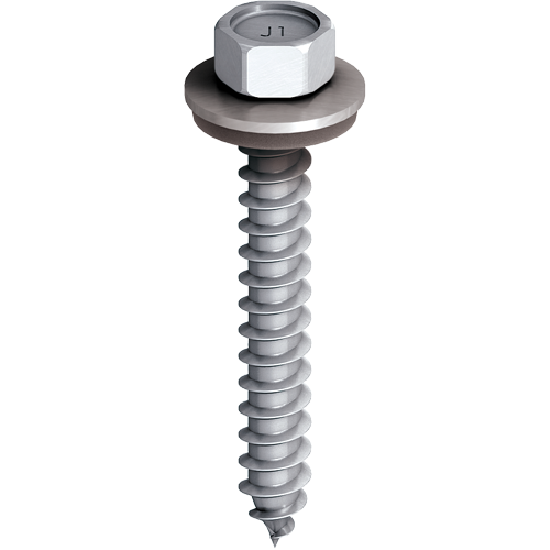 A steel screw with a threaded shaft and sharp point, for general-purpose fastening applications.