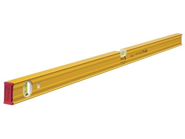 A Stabila 100cm spirit level with an extruded aluminium body and accurate vials, for checking horizontal and vertical alignment.
