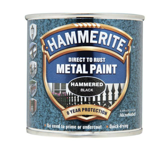Hammerite HMMHFBL250 Direct to Rust Hammered Finish Metal Paint Black 250ml