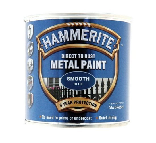 Hammerite HMMSFB250 Direct to Rust Smooth Finish Metal Paint Blue 250ml