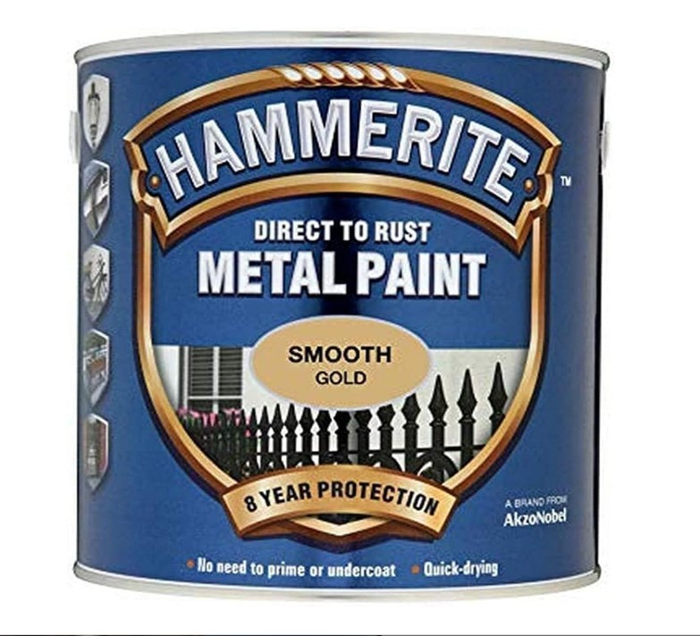 Hammerite HMMSFGO750 Direct to Rust Smooth Finish Metal Paint Gold 750ml