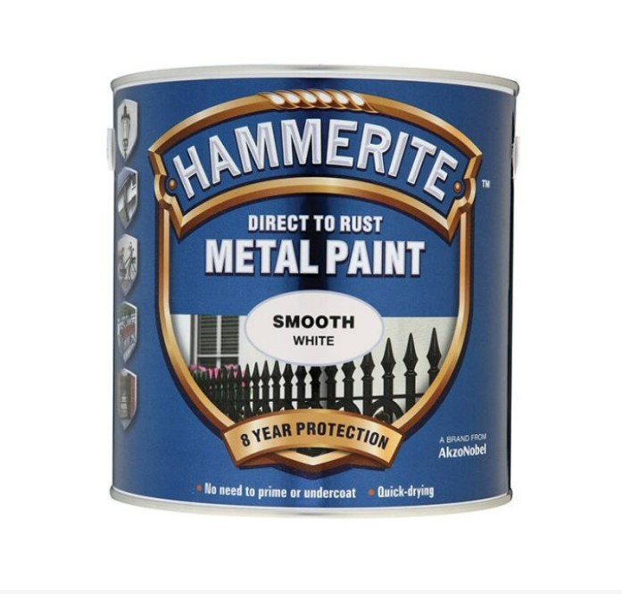 Hammerite HMMSFW5L Direct to Rust Smooth Finish Paint White 5 Litres