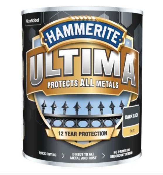 Hammerite HMMUMMDG750 Ultima Matt Metal Paint - 750ml - Dark Grey