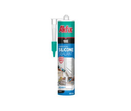A 300ml cartridge of white silicone sealant with a flexible cured finish, for sealing joints around kitchens, bathrooms, and windows.