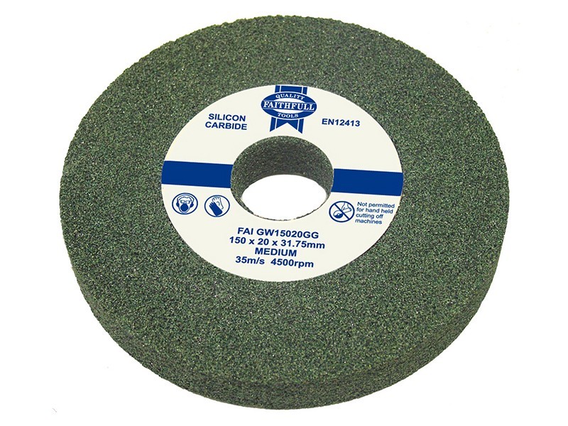 Faithfull FAIGW15020GG General Purpose Grinding Wheel 150 x 20mm Green Grit