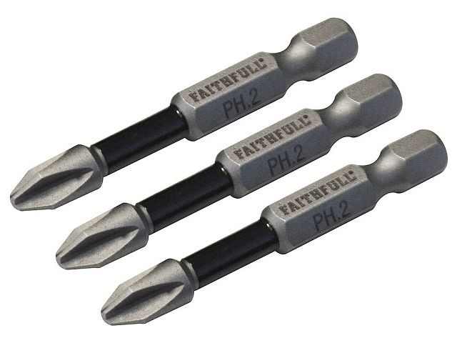 Faithfull FAISBPH350IM Phillips Impact Screwdriver Bits PH3 x 50mm (Pack 3)