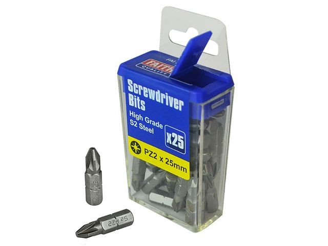Faithfull FAISBPZ225B Pozi S2 Grade Steel Screwdriver Bits PZ2 x 25mm (Pack 25)
