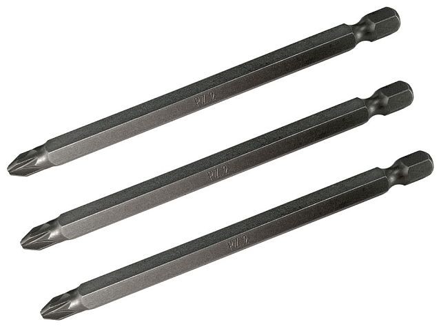 Faithfull FAISBPZ3100 Pozidriv S2 Power Screwdriver Bits PZ3 x 100mm (Pack 3)