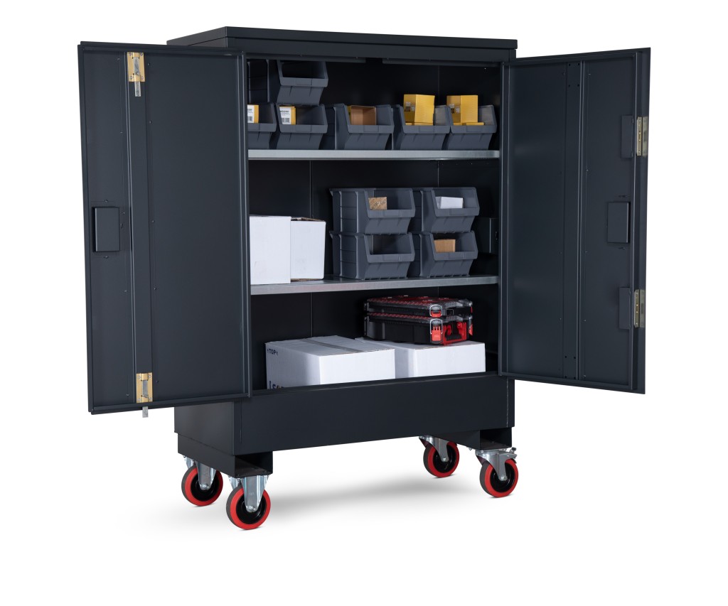 A steel Armorgard heavy-duty site storage unit with a steel construction, secure locking, and a load-rated base.