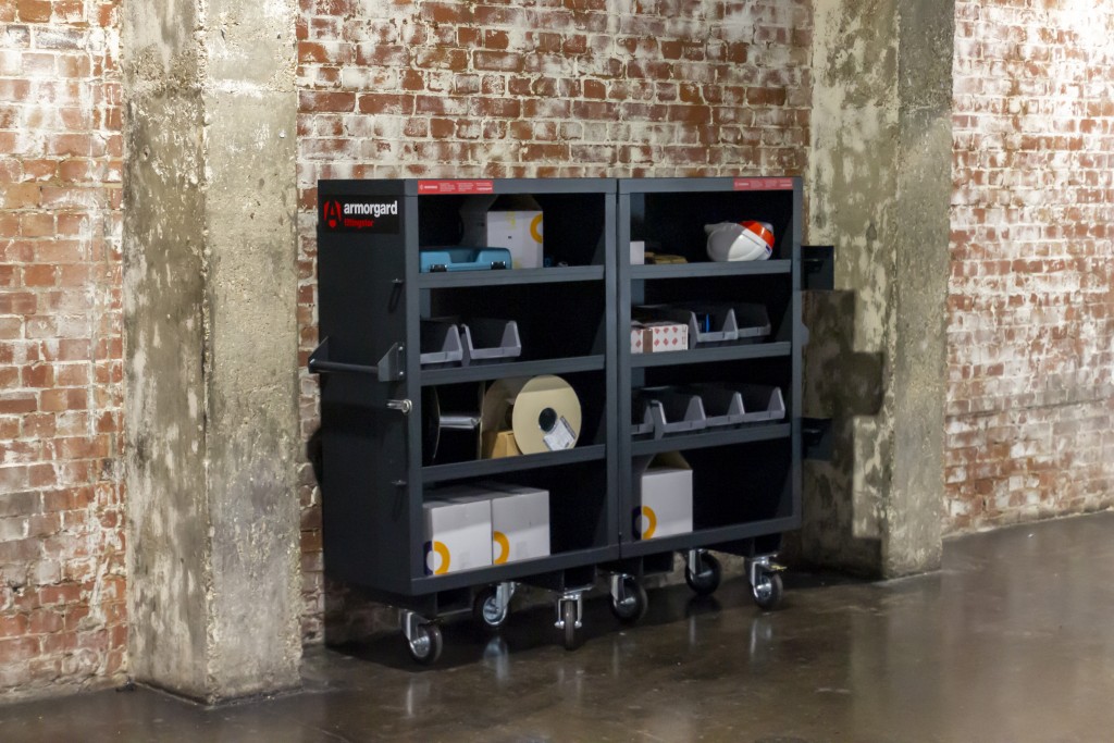 A steel Armorgard heavy-duty site storage unit with a steel construction, secure locking, and a load-rated base.