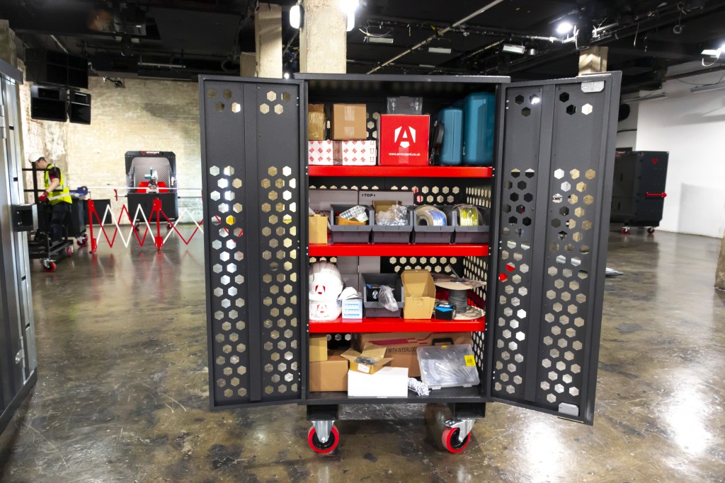 A steel Armorgard heavy-duty site storage unit with a steel construction, secure locking, and a load-rated base.