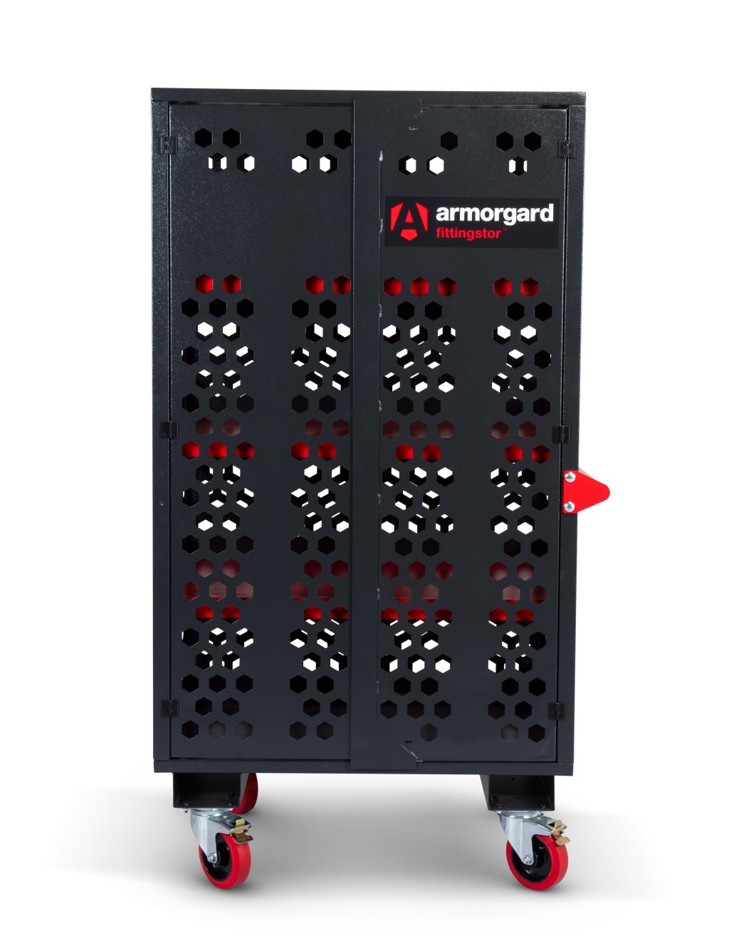 A steel Armorgard heavy-duty site storage unit with a steel construction, secure locking, and a load-rated base.
