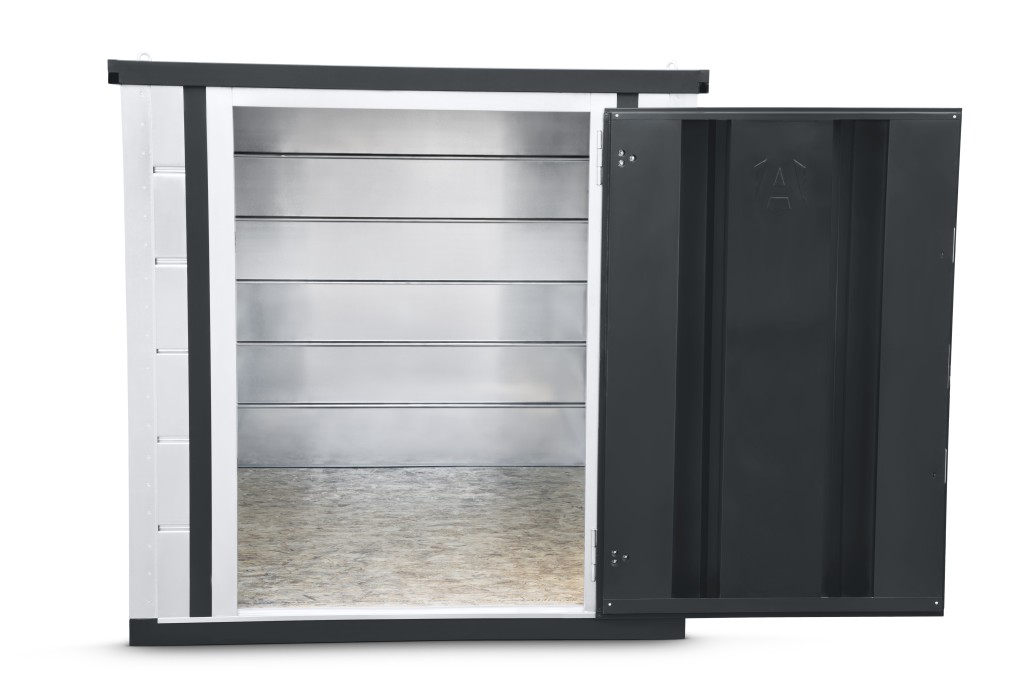 A steel Armorgard heavy-duty site storage unit with a steel construction, secure locking, and a load-rated base.