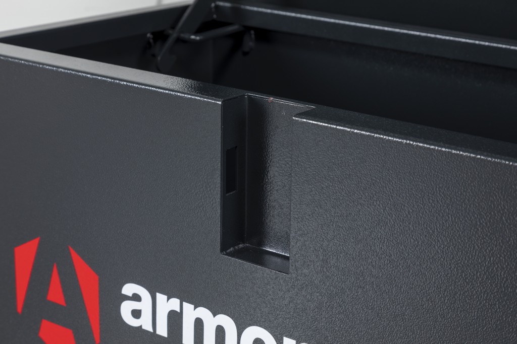 A steel Armorgard steel tool chest with multiple drawers, a locking lid, and rubber-lined interior, for organising and storing hand tools.