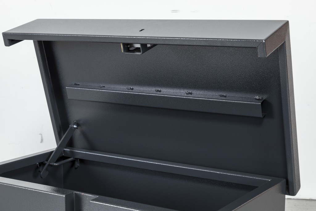 A steel Armorgard steel tool chest with multiple drawers, a locking lid, and rubber-lined interior, for organising and storing hand tools.