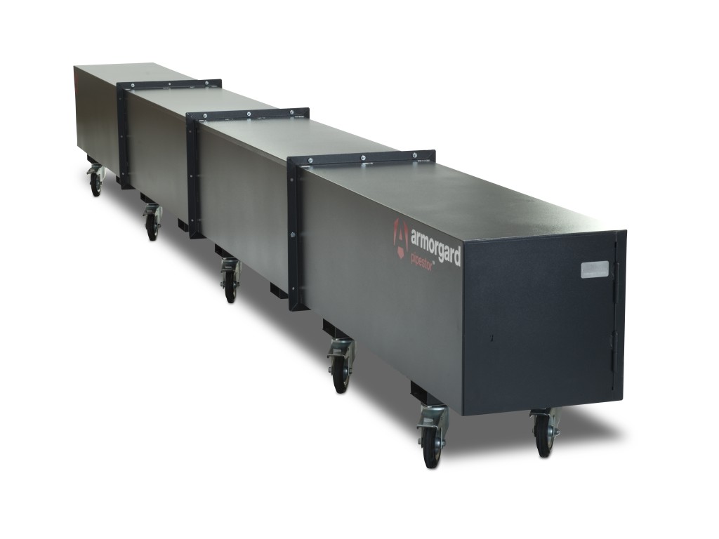 A steel Armorgard heavy-duty site storage unit with a steel construction, secure locking, and a load-rated base.