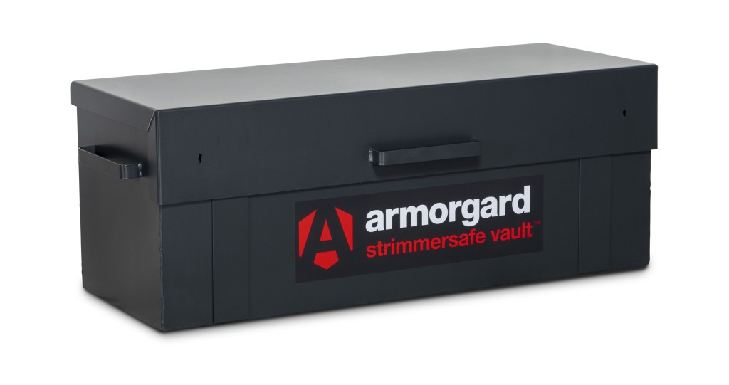 A steel Armorgard heavy-duty site storage unit with a steel construction, secure locking, and a load-rated base.