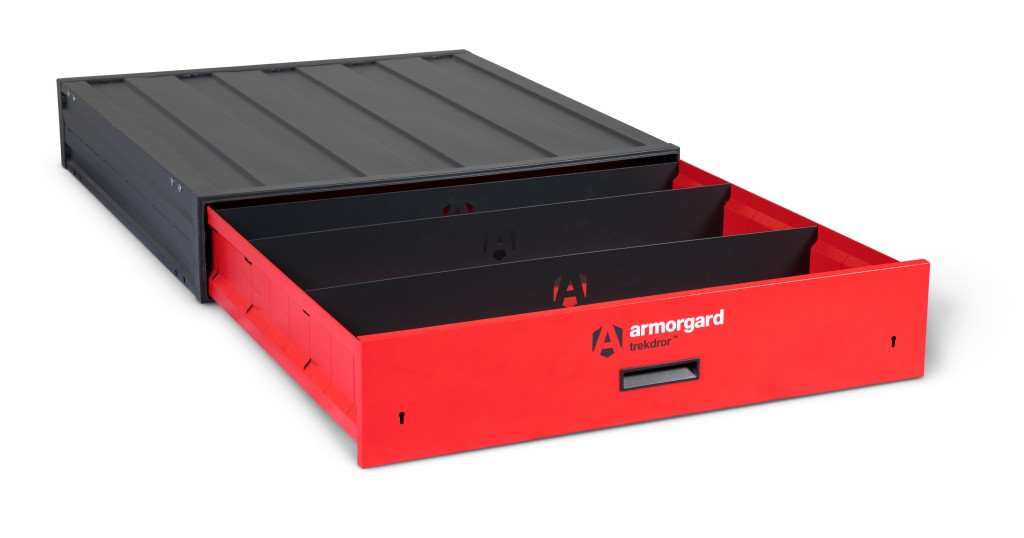 A steel Armorgard heavy-duty site storage unit with a steel construction, secure locking, and a load-rated base.