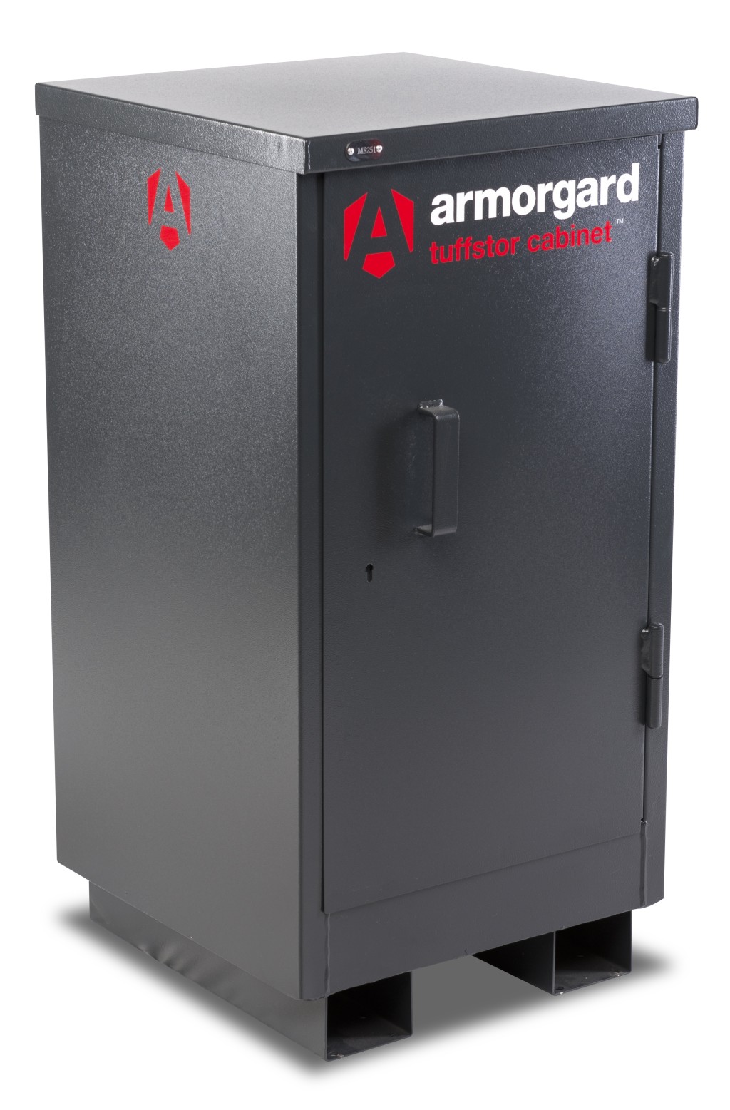 A steel Armorgard heavy-duty site storage unit with a steel construction, secure locking, and a load-rated base.