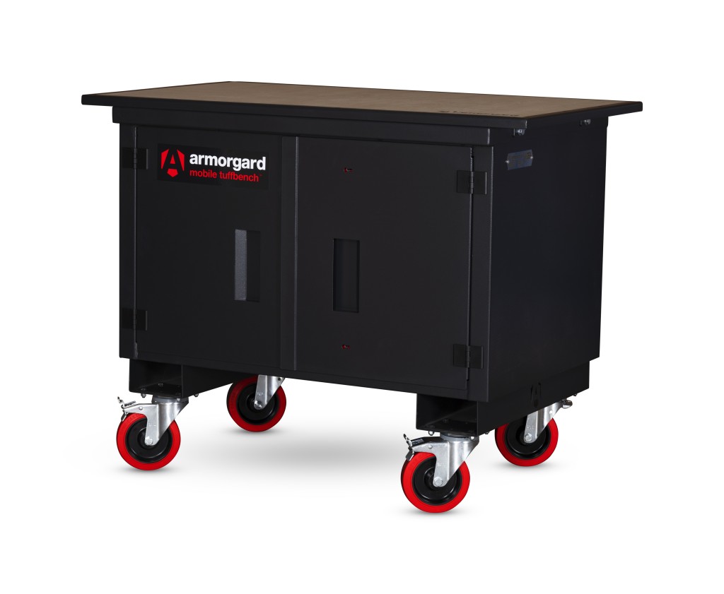 A steel Armorgard heavy-duty site storage unit with a steel construction, secure locking, and a load-rated base.
