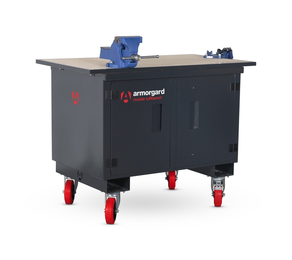 A steel Armorgard heavy-duty site storage unit with a steel construction, secure locking, and a load-rated base.