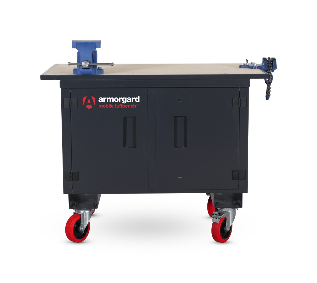 A steel Armorgard heavy-duty site storage unit with a steel construction, secure locking, and a load-rated base.