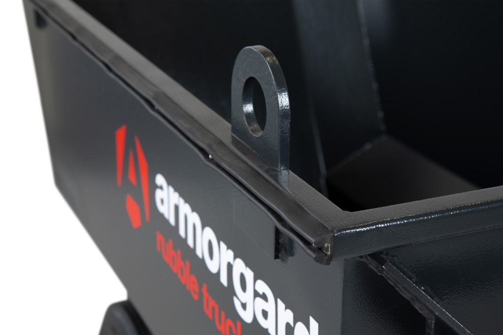 A steel Armorgard heavy-duty site storage unit with a steel construction, secure locking, and a load-rated base.