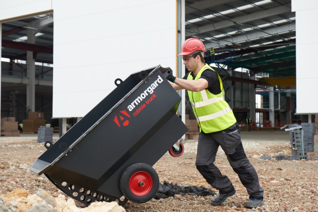 A steel Armorgard heavy-duty site storage unit with a steel construction, secure locking, and a load-rated base.