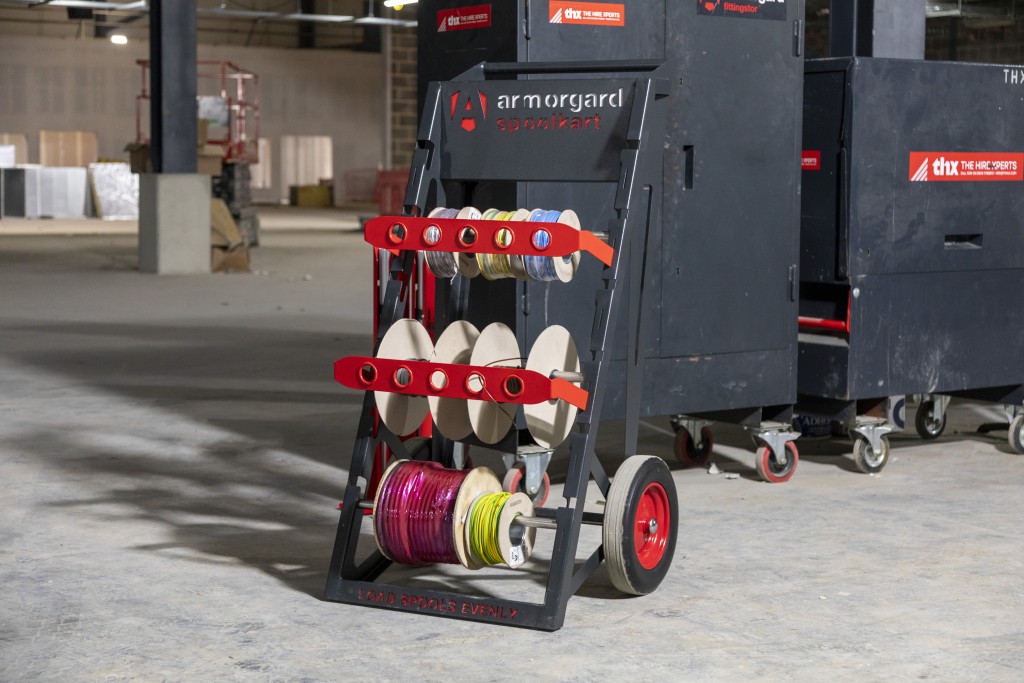 A steel Armorgard heavy-duty site storage unit with a steel construction, secure locking, and a load-rated base.