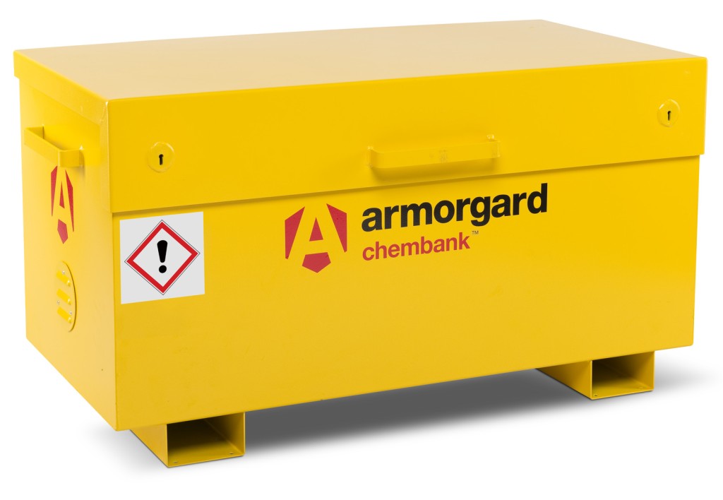 A steel Armorgard steel tool chest with multiple drawers, a locking lid, and rubber-lined interior, for organising and storing hand tools.