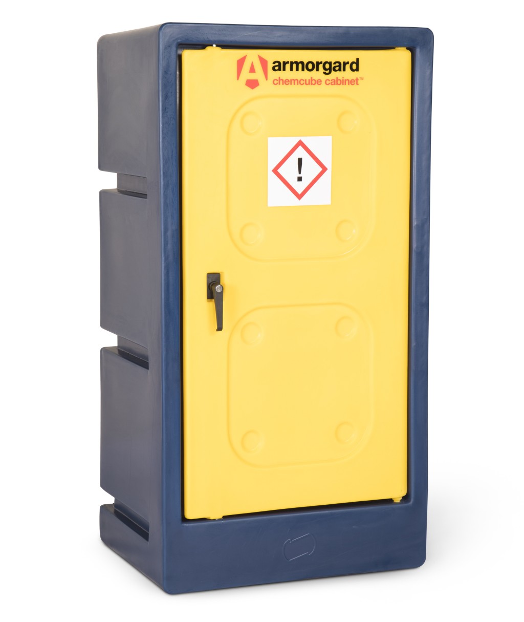 A steel Armorgard heavy-duty site storage unit with a steel construction, secure locking, and a load-rated base.
