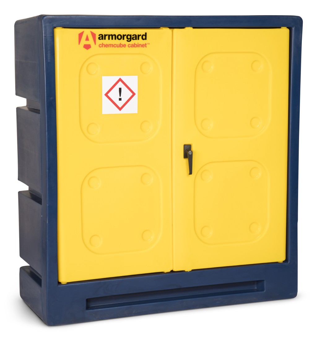 A steel Armorgard heavy-duty site storage unit with a steel construction, secure locking, and a load-rated base.
