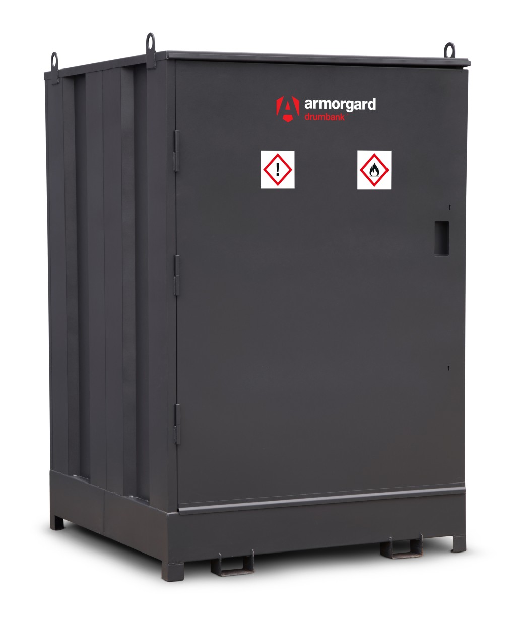 A steel Armorgard heavy-duty site storage unit with a steel construction, secure locking, and a load-rated base.