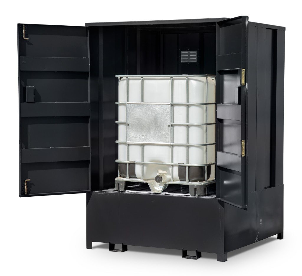 A steel Armorgard heavy-duty site storage unit with a steel construction, secure locking, and a load-rated base.
