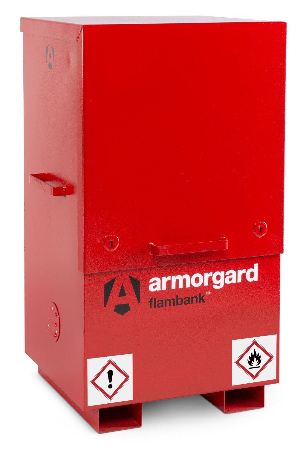 A steel Armorgard heavy-duty site storage unit with a steel construction, secure locking, and a load-rated base.