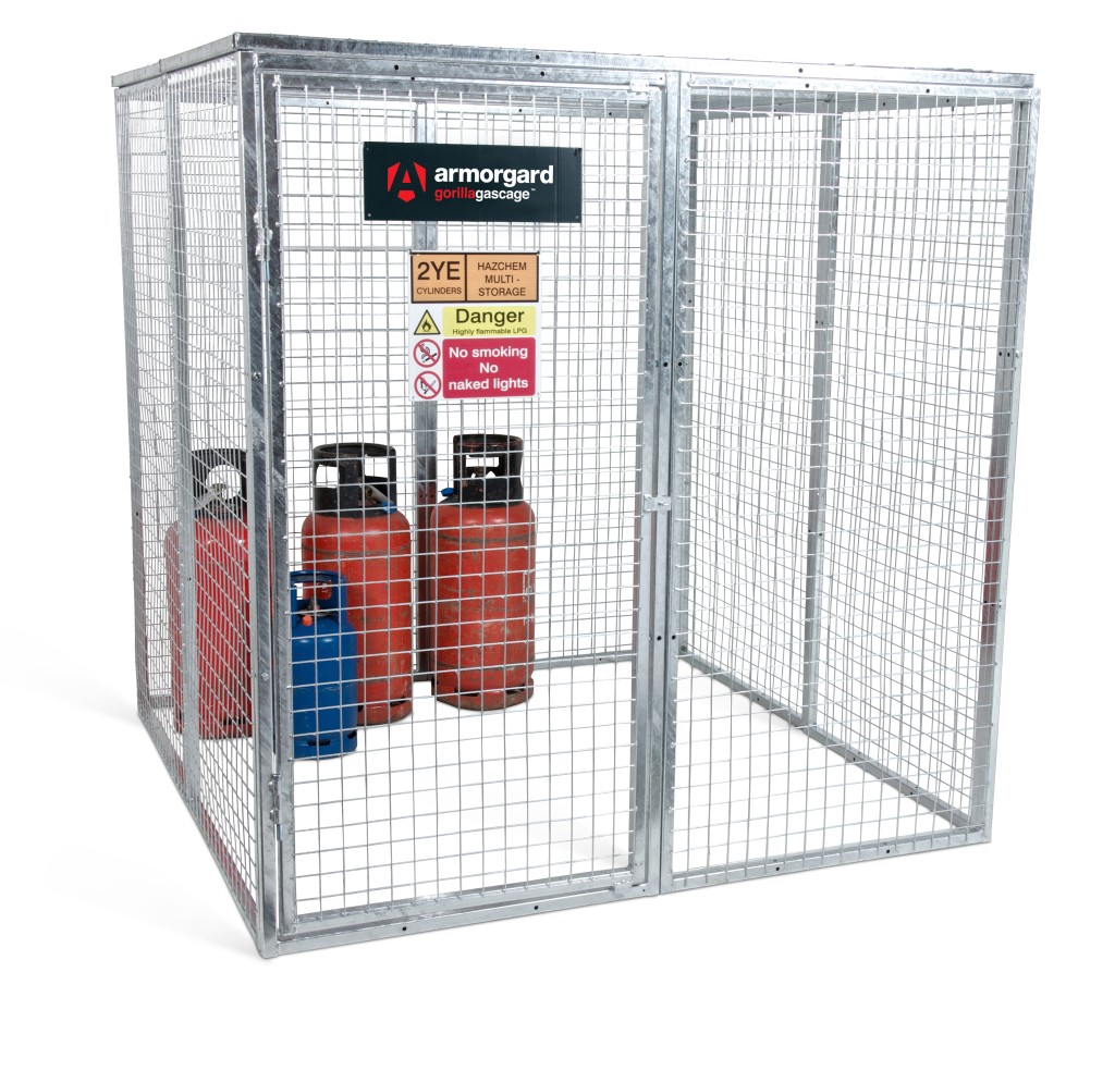 A steel Gorilla heavy-duty site storage unit with a steel construction, secure locking, and a load-rated base.