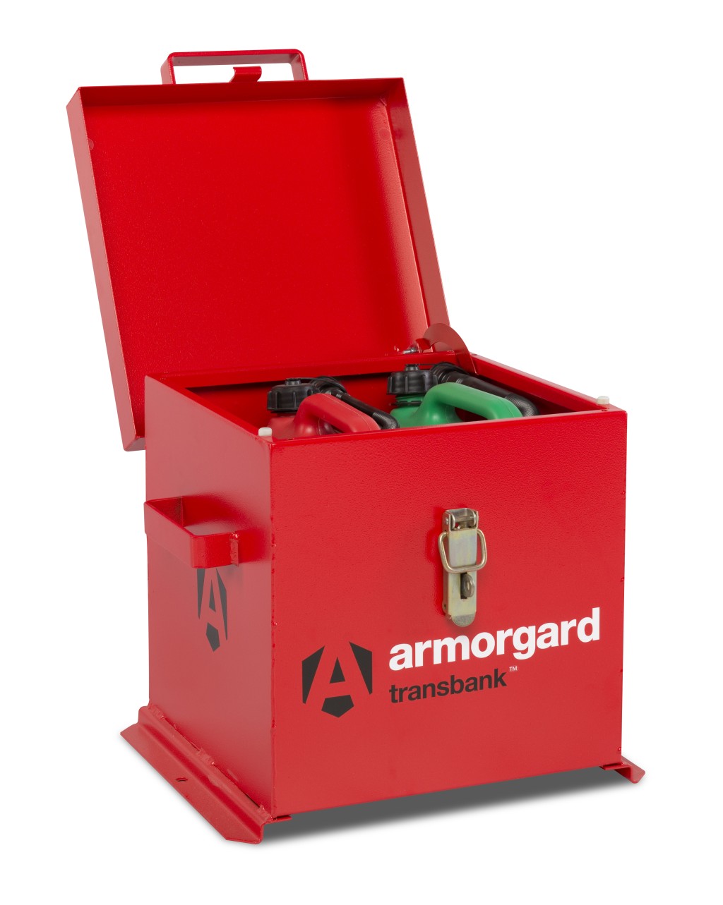 A steel Armorgard heavy-duty site storage unit with a steel construction, secure locking, and a load-rated base.