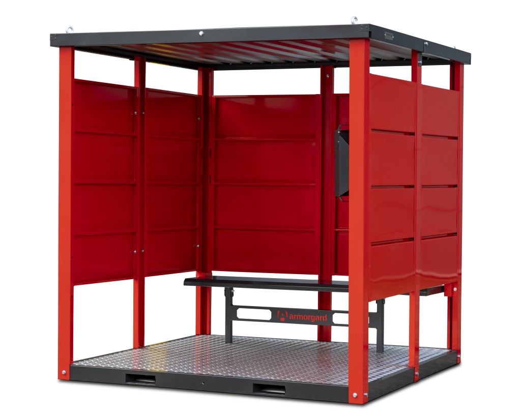 A steel Armorgard heavy-duty site storage unit with a steel construction, secure locking, and a load-rated base.