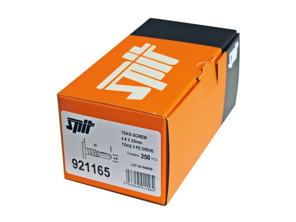 A steel self-drilling screw with a sharp drill-point tip and spiral threads along the shaft, suitable for fixing into steel framing.